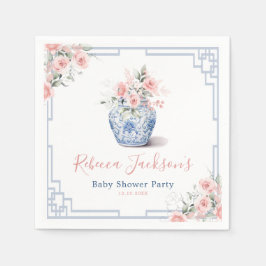 Blush Roze Ginger Jar Chinoiserie Douche Papier Servet