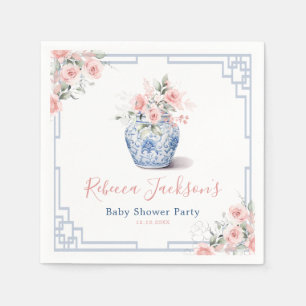Blush Roze Ginger Jar Chinoiserie Douche Papier Servet