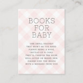 Blush roze Gingham Books for Baby shower Informatiekaartje (Voorkant)