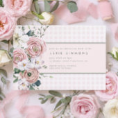 Blush Roze Gingham Flower Garden Baby Girl Shower Kaart