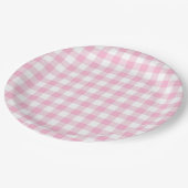 Blush Roze Gingham Plaid Papier Party Borden Papieren Bordje (Gekanteld)