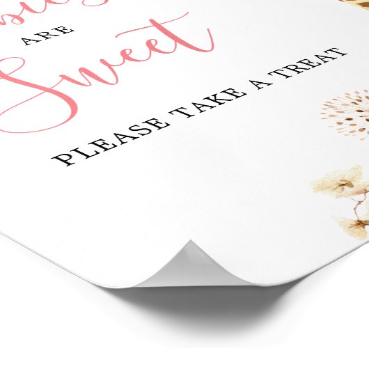 Blush Roze Giraffe Baby shower Baby's zijn zoet Poster (Hoek)