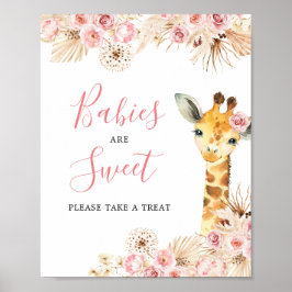 Blush Roze Giraffe Baby shower Baby's zijn zoet Poster