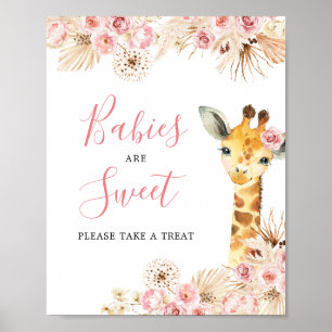 Blush Roze Giraffe Baby shower Baby's zijn zoet Poster
