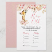 Blush roze Giraffe Baby shower Hoe oud Ouders (Voorkant / Achterkant)