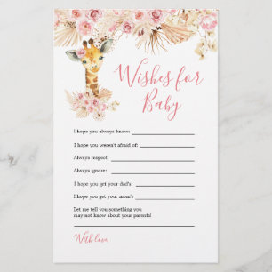 Blush Roze Giraffe Baby shower Wensen voor Baby