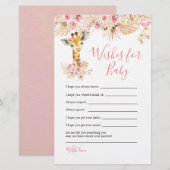Blush Roze Giraffe Baby shower Wensen voor Baby (Voorkant / Achterkant)