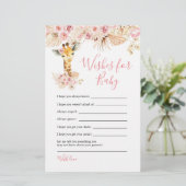 Blush Roze Giraffe Baby shower Wensen voor Baby (Staand voorkant)