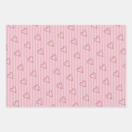 Blush roze girly schattig snoep riet hart patroon inpakpapier vel