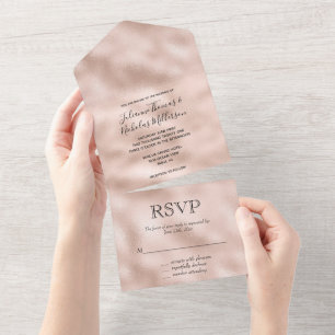 Blush roze glam all in one uitnodiging