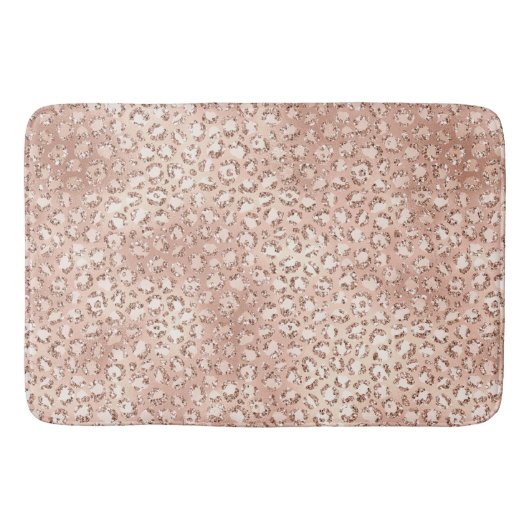 Blush roze glam Glitter Leopard Print Badmat (Voorkant)