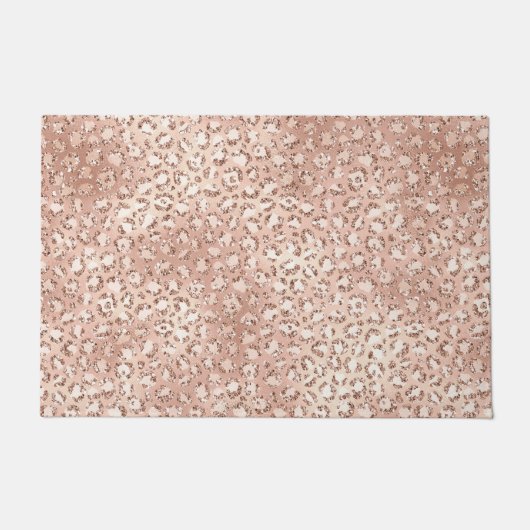 Blush roze glam Glitter Leopard Print Deurmat (Voorkant)