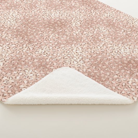 Blush roze glam Glitter Leopard Print Sherpa Deken (3/4)