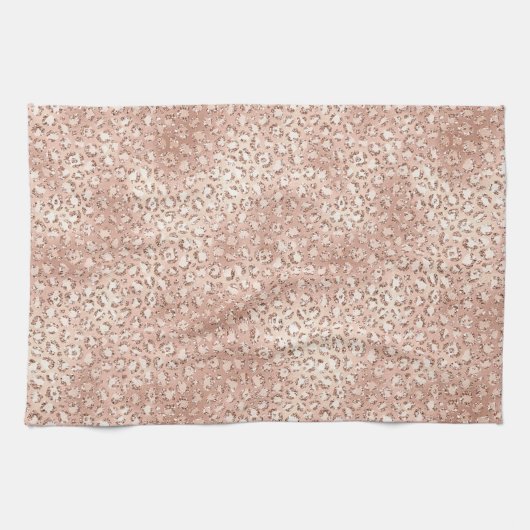 Blush roze glam Glitter Leopard Print Theedoek (Horizontaal)