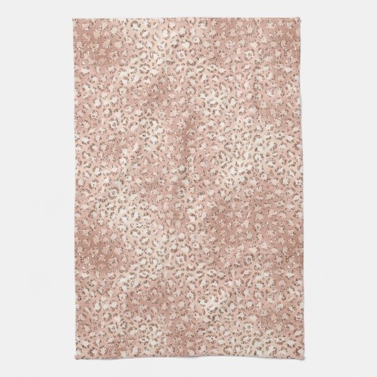 Blush roze glam Glitter Leopard Print Theedoek (Verticaal)