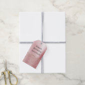 Blush Roze Glam Glitter Luipaard Cadeaulabel (Met Touw)