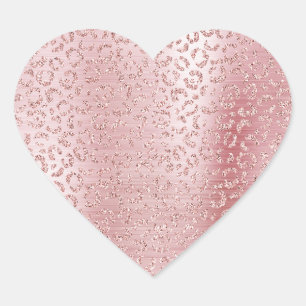 Blush Roze Glam Glitter Luipaard Hart Sticker