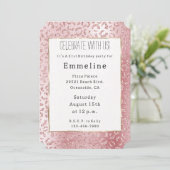 Blush Roze Glam Glitter Luipaard Kaart (Staand voorkant)