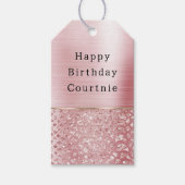 Blush Roze Glam Glitter Slang Cadeaulabel (Voorkant)