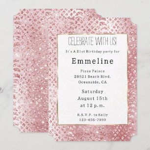 Blush Roze Glam Glitter Snake Huid Kaart