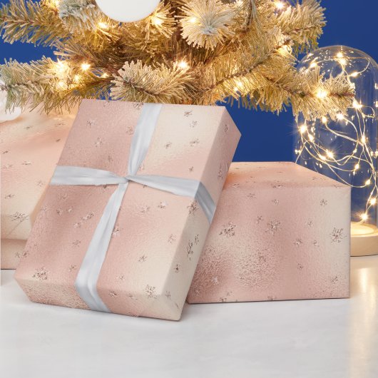 Blush roze glam Glitter Snowflake Cadeaupapier (Feestdagen)
