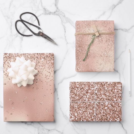 Blush roze glam Glitter Snowflake Inpakpapier Vel (Voorkant)