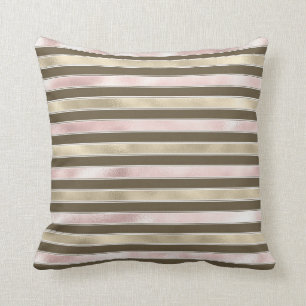 Blush roze glam Gold Brown Stripes Kussen