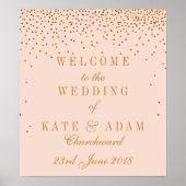 Blush roze & Glam Gold Confetti Weddenschap Welkom Poster (Voorkant)