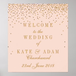 Blush roze & Glam Gold Confetti Weddenschap Welkom Poster