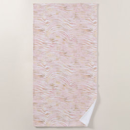 Blush roze glam Gold Zebra afdrukken Strandlaken