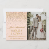 Blush Roze & Glam Goud Confetti Foto Bruiloft Aankondiging (Voorkant)