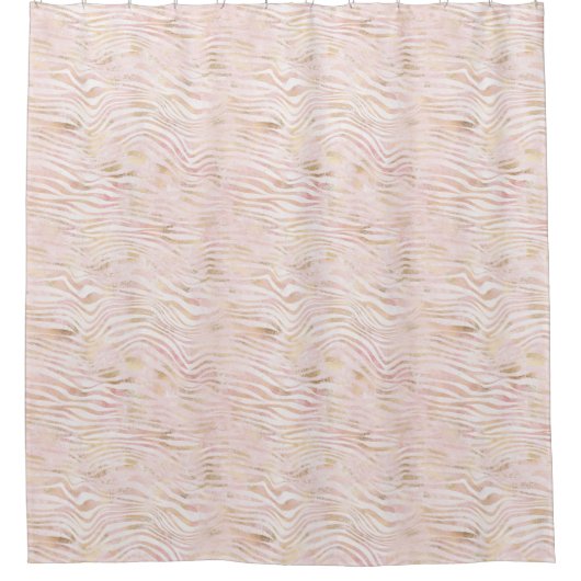 Blush Roze Glam Gouden Zebra Print Douchegordijn (Voorkant)