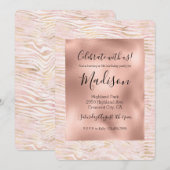 Blush Roze Glam Gouden Zebra Print Kaart (Voorkant / Achterkant)