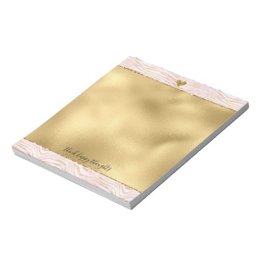 Blush Roze Glam Gouden Zebra Print Notitieblok (Linkerzijde)