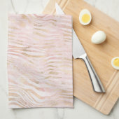 Blush Roze Glam Gouden Zebra Print Theedoek (Quarter Fold)