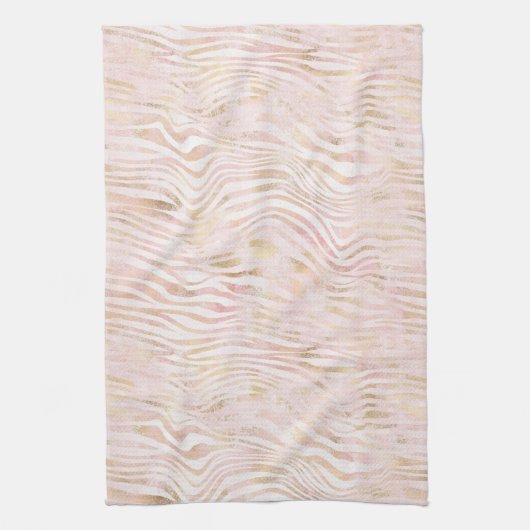 Blush Roze Glam Gouden Zebra Print Theedoek (Verticaal)