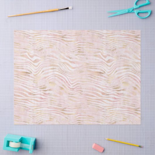 Blush Roze Glam Gouden Zebra Print Tissuepapier (Craft)