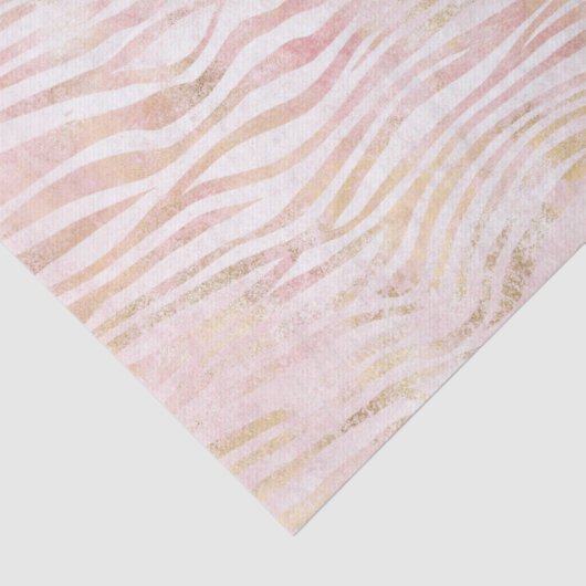Blush Roze Glam Gouden Zebra Print Tissuepapier (Detail)