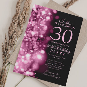 Blush Roze Glam Verrassing 30e Verjaardagsfeest Kaart