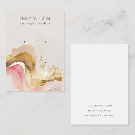 Blush Roze Glanzende Glitter Textuur 2 Oorbel Disp Visitekaartje (Voorkant / Achterkant)