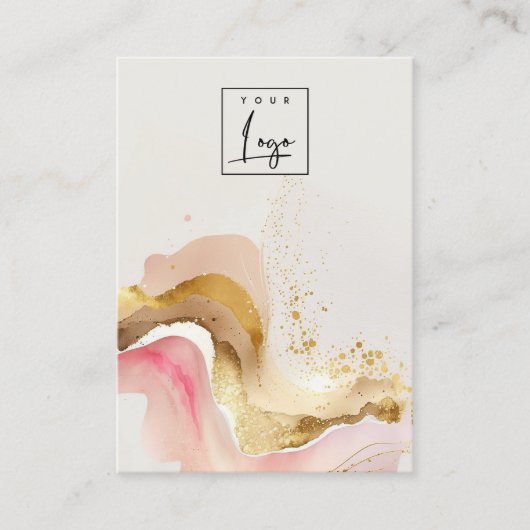 Blush Roze Glanzende Logo Blank Sieraden Display Visitekaartje (Voorkant)