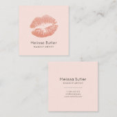 Blush roze glazen lips maken artiest vierkante visitekaartje (Voorkant / Achterkant)