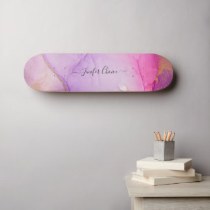 Blush roze glitter aangepaste naam skateboard