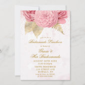 Blush roze glitter Bridesmaids Luncheon Uitnodigin (Voorkant)