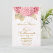 Blush roze glitter Bridesmaids Luncheon Uitnodigin (Staand voorkant)