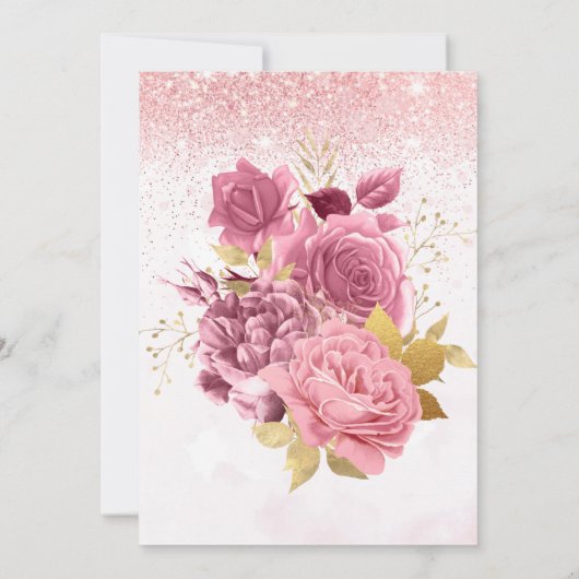 Blush roze glitter Bridesmaids Luncheon Uitnodigin (Achterkant)