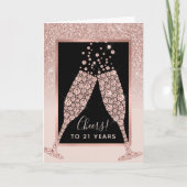 Blush Roze Glitter Champagne Toast 21e Verjaardag Kaart (Voorkant)