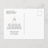 Blush Roze Glitter Champagne Toast Nieuwjaar Briefkaart (Achterkant)