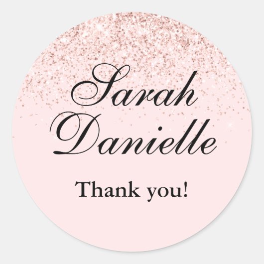 Blush Roze Glitter Confetti Party Favor Classic Ro Ronde Sticker (Voorkant)