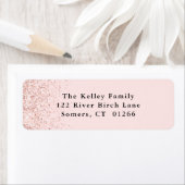 Blush Roze Glitter Confetti Persoonlijk adres Etiket (Insitu)